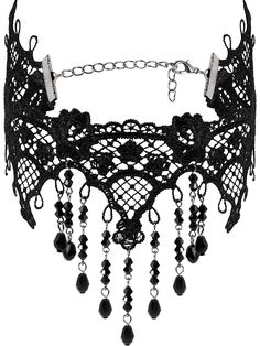 PRICES MAY VARY. GOTHIC VINTAGE BLACK LACE CHOKER NECKLACE: The Victorian Lace Choker Necklace Design Is Nice And Unique. It goes with most everyday outfits and look great with goth and vintage clothing and can be used as a Halloween or Valentine's Day costume. MATERIALS: Lace, artificial cystal and stainless steel SIZE & LENGTH: The choker length is 12.6 inches, extender chain 3 inches. PERFECT GOTH JEWELRY GIFT: Perfect Gifts on birthday, party, Halloween,New Year, Valentine's Day, Mother's Da Victorian Goth Necklace, Collar Ideas, Black Jewelry Necklace, New Year Jewelry, Black Lace Choker Necklace, Gothic Choker, Black Lace Choker, Lace Choker Necklace, Vampire Halloween