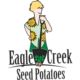 eagle creek seed potatoes logo with man in green pants and yellow shirt holding a plant