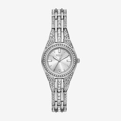 Dazzle in time for the holidays with our updated silver-tone queen's court Pavé watch featuring sparkling clear stones on the dial, bezel, and bracelet.Number of Batteries: 1Included: 1 Watch(es)Features: Quick ShipBattery Type: Lithium IonJewelry Closure: Fold Over ClaspPower Source: Battery (included)Watch Movement: QuartzWater Resistance: 30mBand Color: Silver ToneDial Color: Silver ToneMetal Color: Silver ToneCase Thickness: 8mmCase Width: 28mmWatch Band Length: 6 3/4 InchBand Content: Metal Silver Crystal Watch For Formal Occasions, Formal Silver Crystal Watch, Timeless Silver Watches With Bling, Silver Metal Diamond Watch With Round Dial, Metal Watches With Rhinestones Round Dial, Timeless Silver Bling Watch, Silver Crystal Watch With Rhinestones, Silver Stainless Steel Watch With Diamond Accents, Silver Watches With Rhinestones