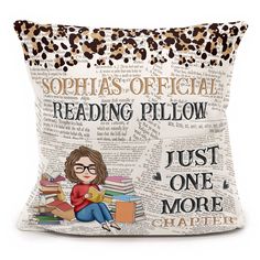 This Personalized Pillow with pocket is the perfect gift for book lovers and bookworms.It's a great way to store your favorite books, magazines, and other reading materials, so you can get cozy with them whenever you want.MESSAGE: My official book-reading pillow. Just one more chapter. Just a girl who loves books. Just a woman who loves books. PRODUCT DETAILS: Size: 12x12 in (30x30 cm); 18x18 in (45x45 cm) Insert Included. Colorfast for safe washing. White-colored backside. 100% polyester fillin Pillow With Pocket, Best Personalized Gifts, Personalized Pillow Cover, Just One More Chapter, Ordinary Products, One More Chapter, Pocket Pillow, Reading Pillow, Personalized Pillow