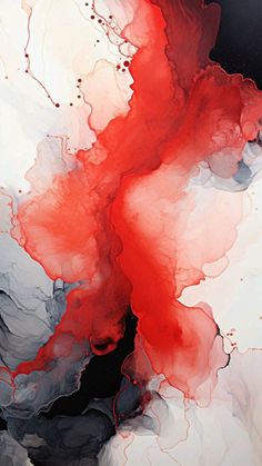 an abstract painting with red and black colors