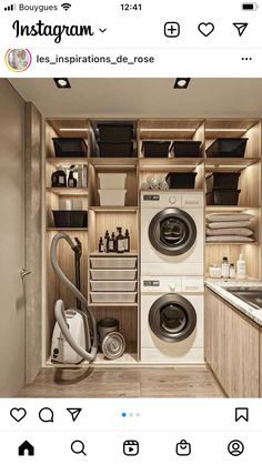 a washer and dryer in a small room