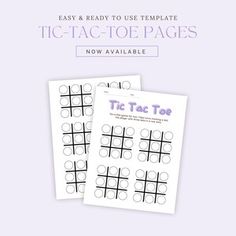 two printable tic - tac - toe pages with the title easy and ready to use templates