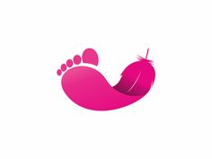 a pink logo with an animal's foot sticking out of the bottom of it