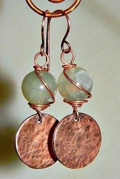 Copper Jewellery, Bijoux Fil Aluminium, Jewelry Design Inspiration, Wire Jewelry Designs, Agate Earrings, Wire Work Jewelry, Work Jewelry, Handcrafted Earrings, Gift For Girlfriend