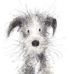 a drawing of a dog's face is shown