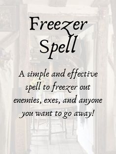 the words freezer spell are written in black on a white background with an image of a