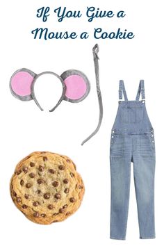 a cookie, mouse ears and overalls are featured in this post - it note