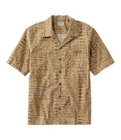 Our men's tropical shirt is extra-soft and breathable to keep you cool on the hottest days. Traditional Fit: Relaxed through the chest, sleeve and waist. 100% cotton. Machine wash and dry. Straight hem with side vents for unrestricted movement. Fabric is lightly peached for extra softness. Pigment-dyed fabric has a casual, weathered look. Spread collar. Imported. | Men's Tropics Shirt, Short-Sleeve Print, Cotton Brown Relaxed Fit Camp Shirt For Summer, Casual Brown Camp Shirt For The Beach, Casual Brown Camp Shirt For Beach, Cotton Camp Collar Top For Beach, Beach Cotton Top With Camp Collar, Brown Camp Collar Tops For The Beach, Brown Camp Collar Top For Beach, Beach-ready Cotton Camp Collar Top, Brown Cotton Camp Collar Top