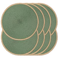 four round placemats with rope around them