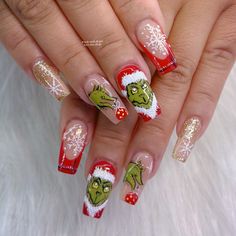 Grinch Nails Acrylic, Christmas Nail Designs Acrylic, Christmas Nails Winter, Special Nails, Fall Nail Trends, Beige Nails, Nails Winter