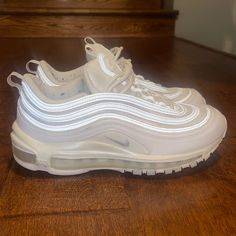 All White Women’s ‘97s. Only Worn 2 Times. The Black Inside Is From Wearing Black Socks. Really Good Condition. Nike Shoes Womens, Air Max Women, Black Socks, Nike White, Shoes Womens, All White, White Nikes, Wearing Black, Air Max