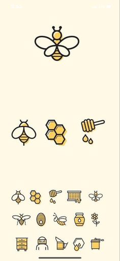 a bunch of different types of bees and honeycombs are shown in this image