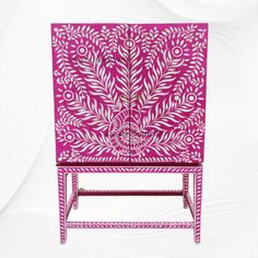 Peacock Design Bone Inlay Bar Cabinet Pink. Barbie Girl. Discover furniture ideas for home decor. Customized furniture online. Custom bone inlay furniture directly from manufacturer. bone inlay furniture from usa. bone inlay furniture manufacturer. Luxury handmade furniture. Sofa Bar, Peacock Motif, Bone Inlay Furniture, Inlay Furniture, Pink Peacock, Carved Bone, Hotel Interiors, Mobile Bar, Peacock Design