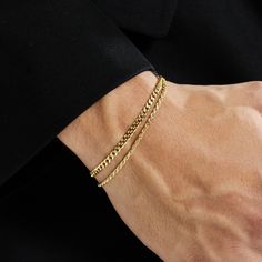 Gold Cuban + Rope Bracelet Stack | Saint Tropez Collection | MANSSION Everyday Tarnish Resistant Cuban Link Bracelets, Everyday Tarnish-resistant Cuban Link Bracelets, Everyday Tarnish-resistant Cuban Link Bracelet, Luxury Curb Chain Bracelets For Everyday, Luxury Everyday Bracelets With Curb Chain, Luxury Curb Chain Bracelet For Everyday, Luxury Everyday Curb Chain Bracelets, Modern Adjustable Cuban Link Bracelet For Everyday Wear, Modern Adjustable Cuban Link Bracelet For Everyday