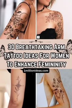 some tattoos that are on the arms and arm, with text overlaying them