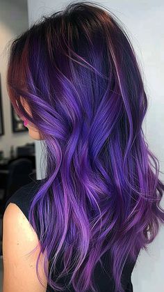 25 Perfect Purple Hair Colors for a Bold New You Rainbow Balayage, Balayage Ideas, Purple Ombre Hair, Color Balayage, Caramel Highlights, Brunette Balayage Hair, Popsugar Beauty, Hair Balayage