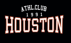 the word houston on a black background with an orange and white font that reads athl club