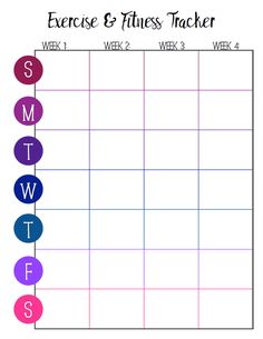 a printable exercise and fitness tracker with the words's, twp - w