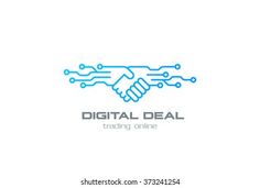 two hands shaking each other with the word digital deal on it and connected lines in the background