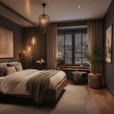 Dark Tone Bedroom Cozy, Interior Design Dark Bedroom, Dark Neutral Interior, Dark Brown Master Bedrooms Decor, Dark Moody Earthy Bedroom, Black And Dark Brown Bedroom, Black Beige And Gold Bedroom, Bedroom Ideas Black And Brown, Bedroom Chocolate Brown