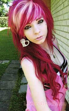 Dark Pink Hair, Long Scene Hair, Magenta Hair, Emo Scene Hair, Scene Girl, Emo Hair, Scene Hair, Dye My Hair