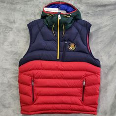 Polo Ralph Lauren Big Crest Cookie Patch Hooded Pullover Puffer Vest Men’s Nwt Item Condition Is New With Tags Red Hooded Jacket With Pockets For Cold Weather, Functional Red Hooded Jacket With Adjustable Hood, Red Functional Hooded Winter Jacket, Red Functional Hooded Jacket For Winter, Red Hooded Jacket With Detachable Hood For Outdoor, Sporty Red Outerwear With Detachable Hood, Functional Red Outerwear With Drawstring Hood, Red Functional Outerwear With Drawstring Hood, Red Outerwear With Drawstring Hood For Outdoor Activities