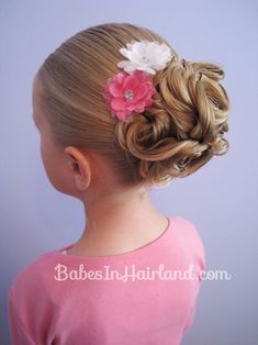 Easy Looped Updo from BabesInHairland.com Communion Hair, Cute Hairstyles Updos, Girls Updo, Easy Little Girl Hairstyles, Kid Hair Styles, Girls Hair Styles, Pageant Hair, New Short Hairstyles, Flower Girl Hair