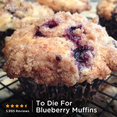 blueberry muffins cooling on a wire rack