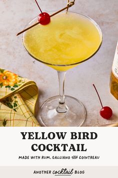 the yellow bird cocktail is ready to be served