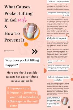 Ultimately, to remove pocket lifting from a soft gel enhancement, you will have to remove the enhancement. That’s how you fix pocket lifting. To prevent pocket lifting, you have to be aware of the 3 culprits. Again, those are: Improper cure Impact (… jamming your nail somewhere) Damage on the nail plate Click the link to read more about this topic. Nail Facts, Nail Planner, Printable Nail Art, Diy Natural Detergent