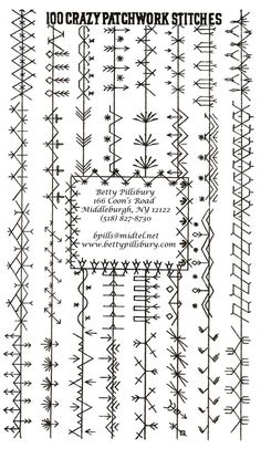 the book cover for 100 crazy patchwork stitches, with an image of different stitching patterns