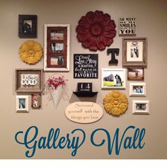 the gallery wall is decorated with many different pictures