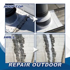 four pictures showing how to repair an outdoor roof ventilator and what it looks like