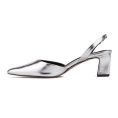 Indulge in timeless grace with our Jacqueline, a pinnacle of sophistication and comfort. Crafted with precision, these heels boast a sleek silhouette that effortlessly complements any outfit. The pointy toe accentuates elegance, while the slingback design ensures a secure fit with a hint of allure. Perfect for both professional settings and evening soir�es, these heels redefine chic versatility. Elegant Slingback Pumps With 4-inch Block Heel, Elegant Slingback Pumps With 4-inch Heel For Formal Occasions, Silver Slingback Pumps With Padded Heel For Evening, Chic Low Heel Slingback Pumps For Gala, Sleek Summer Office Slingback Pumps, Elegant Slingback Sandals With Padded Heel For Gala, Elegant Party Slingback Sandals With Deep Heel Cup, Spring Gala Heels With Sculpted Heel, Chic Silver Kitten Heels For Formal Occasions