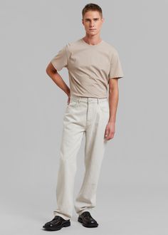 Róhe Mozes Trousers - Natural Hemp Denim 90s Fits, White Undershirt, Straight Leg, High Rise, Normcore, Trousers, Mens Tshirts, Mens Tops, Pants