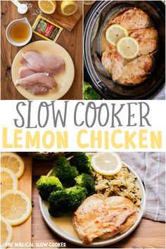 the slow cooker lemon chicken is ready to be eaten