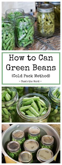 jars filled with green beans sitting on top of a counter