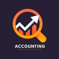 a magnifying glass with an arrow on it and the words accounting below