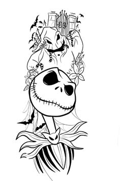 a drawing of jack skellingy from the nightmare before he fell down on it