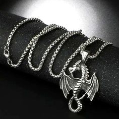 Men's Necklace With Dragon Pendant Dragon Jewelry, Dragon Pendant, Mens Accessories Jewelry, Men's Necklace, Silver Man, Full Service, Mens Accessories, Fast Delivery, Man Shop