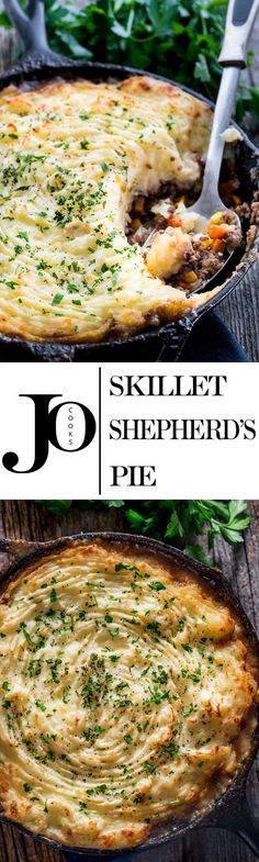 skillet shepherd's pie in a cast iron pan