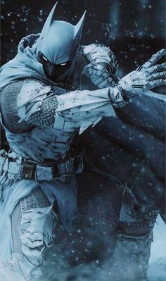 the dark knight rises from the snow with his arms outstretched