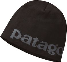 The Patagonia Beanie is an all-winter  low-volume knit hat for any outdoor pursuit  made with 96% recycled polyester and a touch of spandex for stretch and a secure fit. Outdoor Hats Men, Patagonia Beanie, Beanie Fits, Mens Beanie Hats, Mens Beanie, Polyester Yarn, Knit Hat, Comforters Cozy, Black Logo