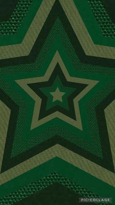 a green and brown star pattern on a black background