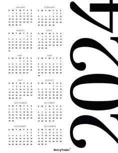 a black and white calendar for the year 2013 with an artistic font pattern on it