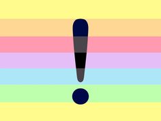 an exclamation symbol is shown on a multi - colored striped wallpaper