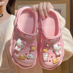 FOR SALE Kawaii Lolita Sanrio Hello Kitty Kuromi Cinnamor Roll Slippers Sandal Y2K Anime Sanrio Crocs, Hello Kitty Slippers, Crocs Fashion, Hello Kitty Shoes, Crocs Sandals, Hello Kitty Kuromi, Sanrio Stuff, Kuromi Cinnamoroll, Kawaii Shoes