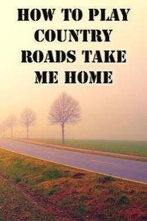 a road with trees on the side and fog in the air above it that says, how to play country roads take me home