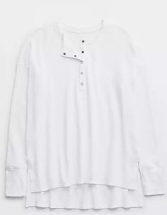 OFFLINE By Aerie Wow! Waffle Henley T-Shirt Aerie Long Sleeve, Waffle Henley, Preppy Winter, Waffle Shirt, Offline By Aerie, Henley T Shirt, Popular Shirt, Back To School Shopping, Cute Sweatshirts